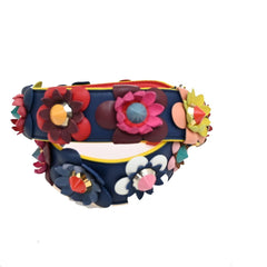 Fendi Flowerland Strap You Shoulder Strap Studded Leather