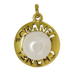 Chanel CC Logo Chain Pendant Necklace Imitation Pearl Imitation pearl with Gold-Plated and Beads