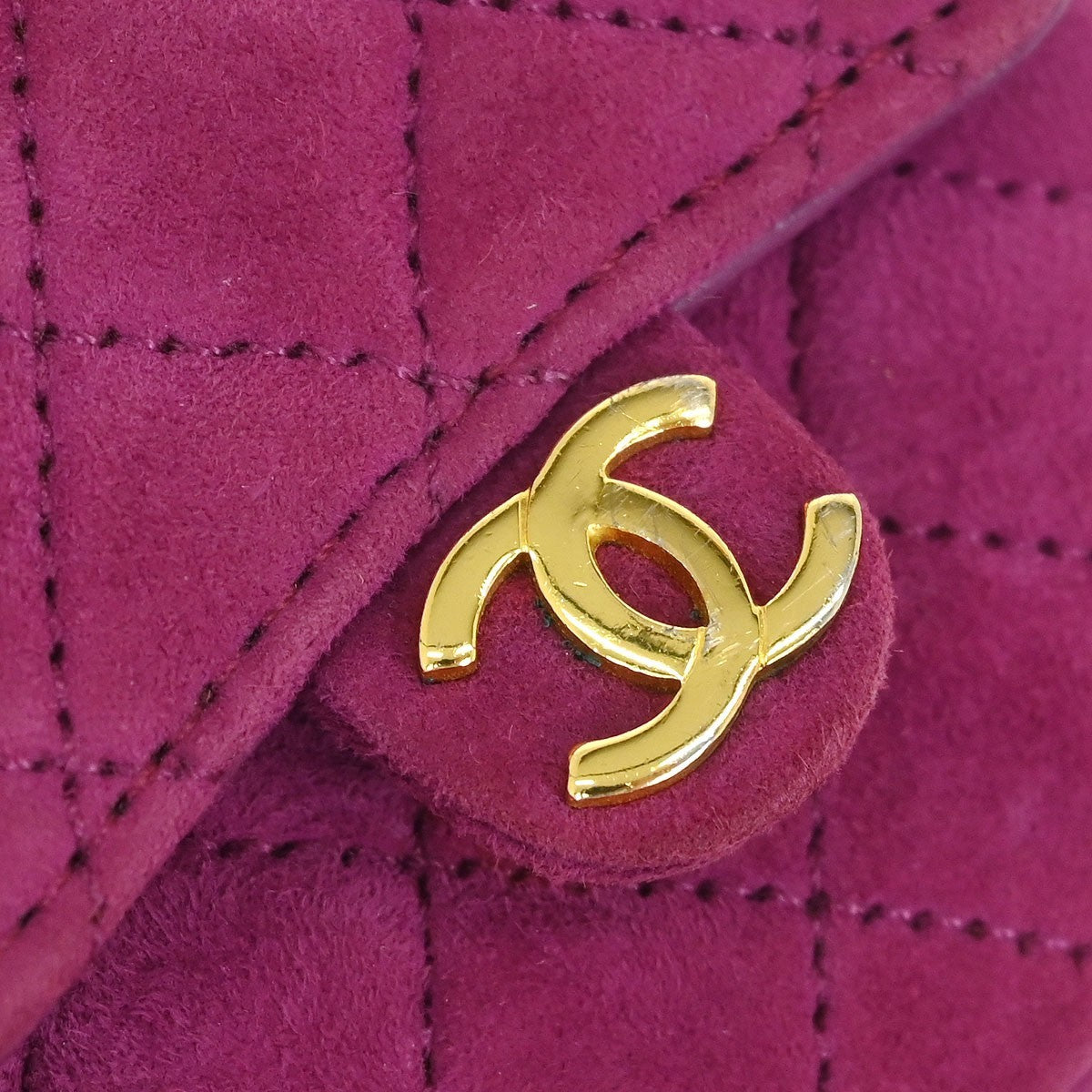 Chanel Vintage Square Classic Single Flap Bag Quilted Suede