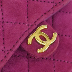 Chanel Vintage Square Classic Single Flap Bag Quilted Suede