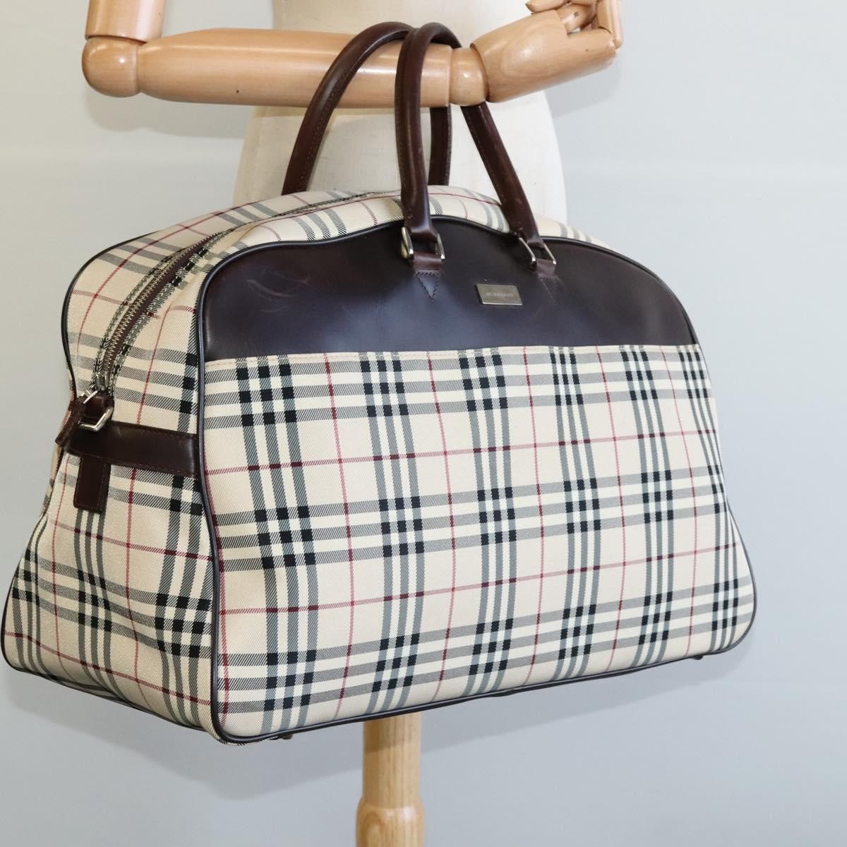 Burberry Vintage Zip Around Duffle Bag House Check Canvas