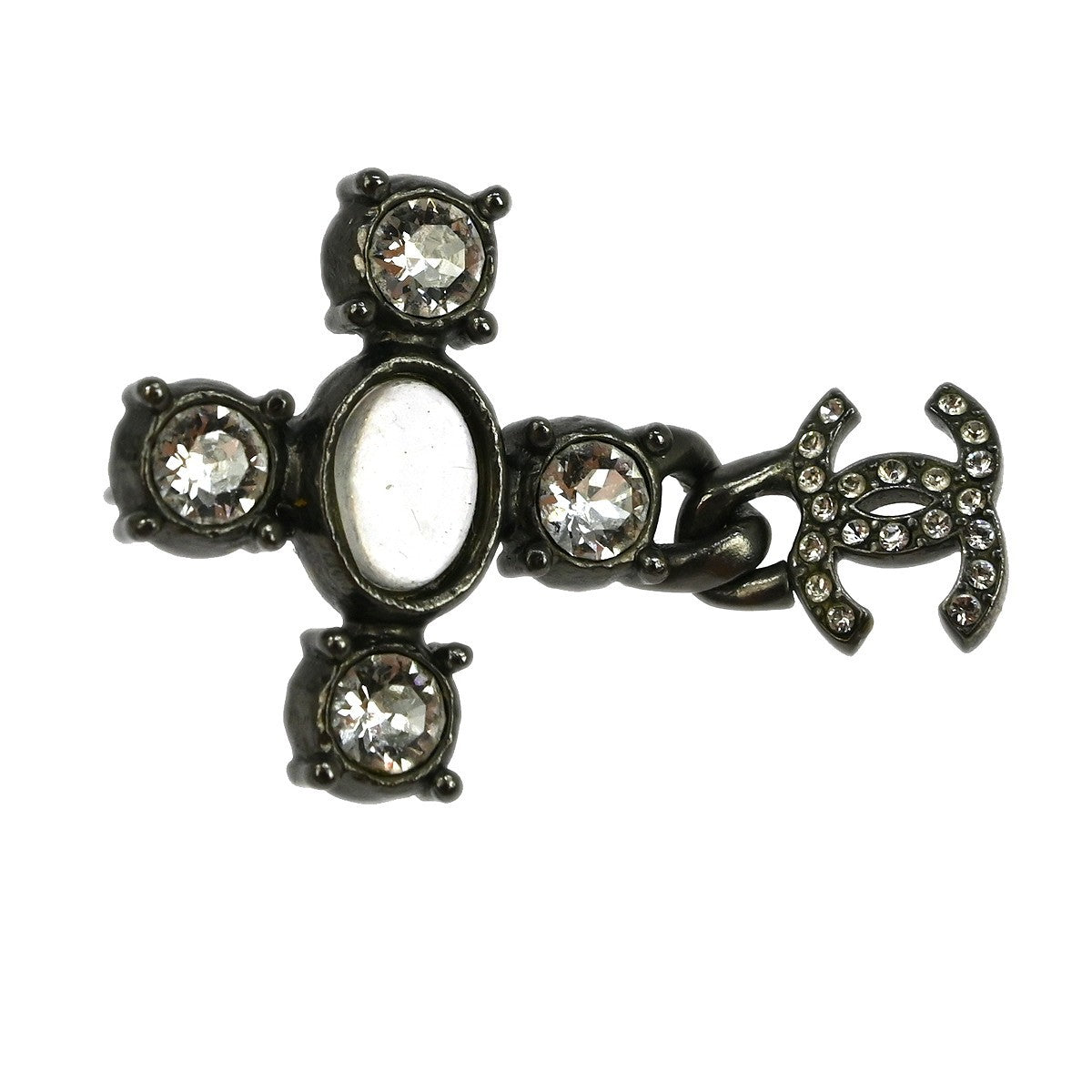 Chanel CC Dangle Earrings Metal with Crystals