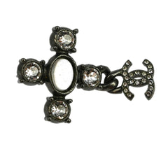 Chanel CC Dangle Earrings Metal with Crystals