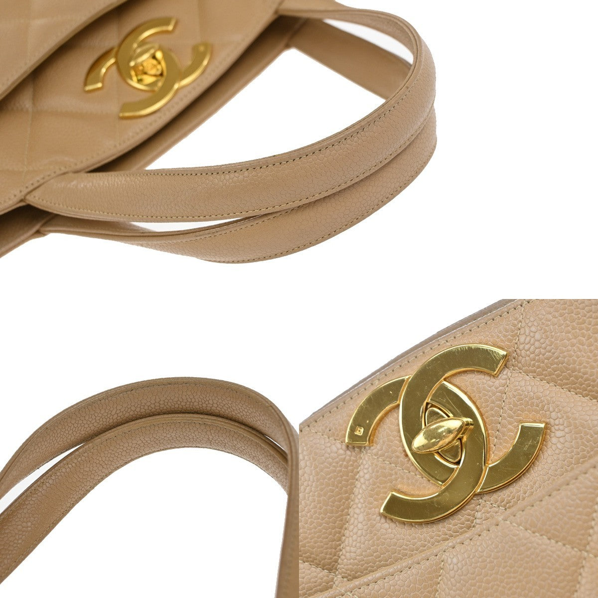 Chanel Vintage CC Lock Pocket Tote Quilted Caviar