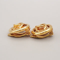 Chanel Vintage CC Round Clip-On Earrings Metal