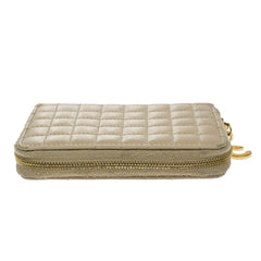 Celine C Charm Zip Around Wallet Quilted Leather