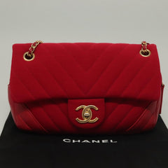 Chanel Classic Single Flap Bag Chevron Jersey