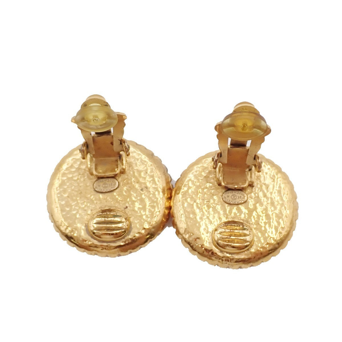 Chanel Vintage CC Round Clip-On Earrings Metal