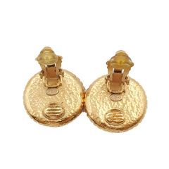 Chanel Vintage CC Round Clip-On Earrings Metal