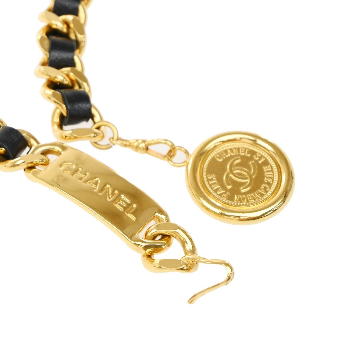 Chanel Vintage Medallion Chain Belt Metal and Leather