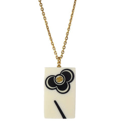 Chanel Vintage CC Rectangular Pendant Necklace Metal and Resin