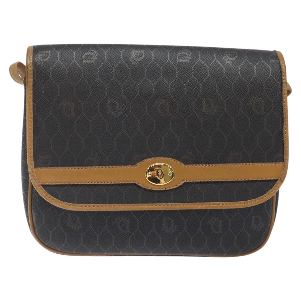 Christian Dior Vintage Honeycomb Flap Crossbody Bag Coated Canvas