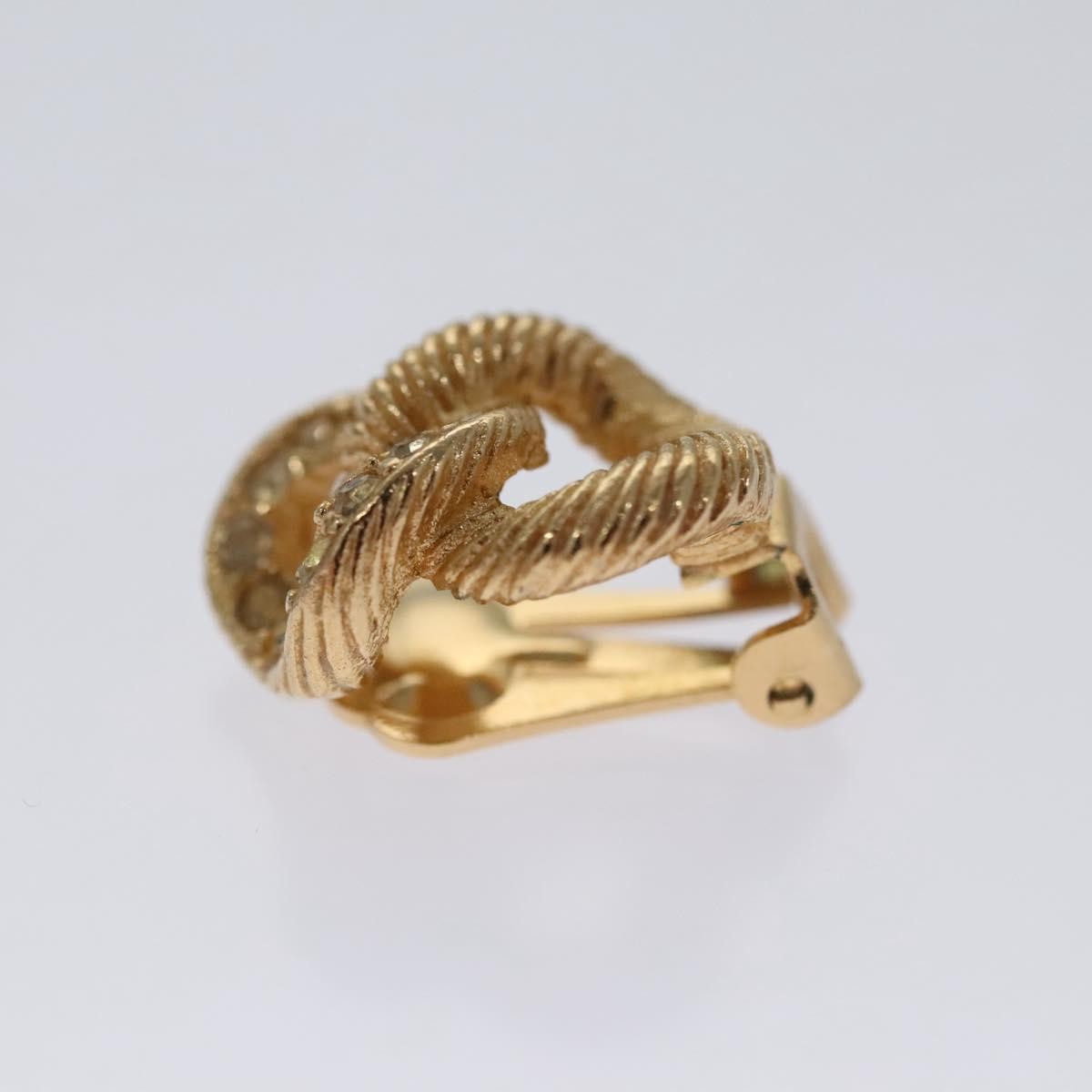 Christian Dior Vintage Chain Link Clip-On Earrings Metal with Crystals