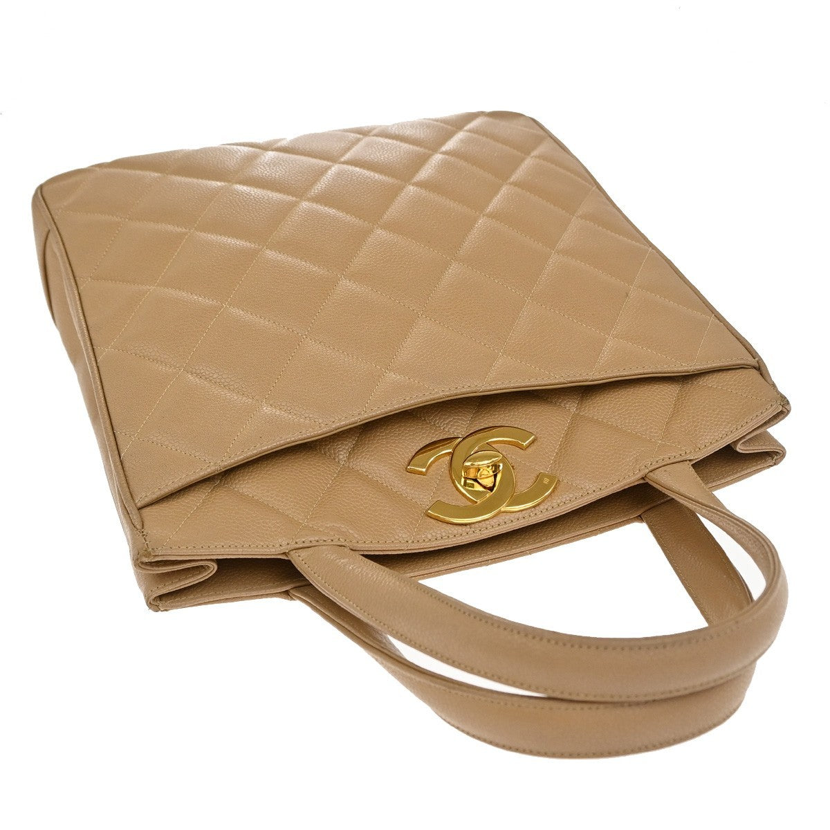 Chanel Vintage CC Lock Pocket Tote Quilted Caviar