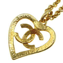 Chanel CC Heart Pendant Necklace Metal