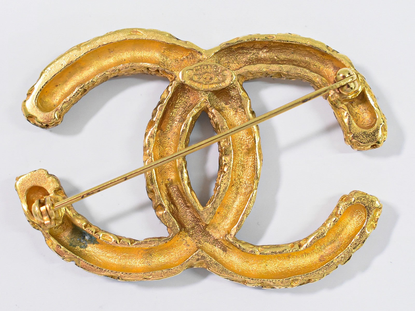 Chanel CC Brooch Textured Metal