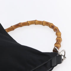 Gucci Vintage Bamboo Handle Open Hobo Nylon