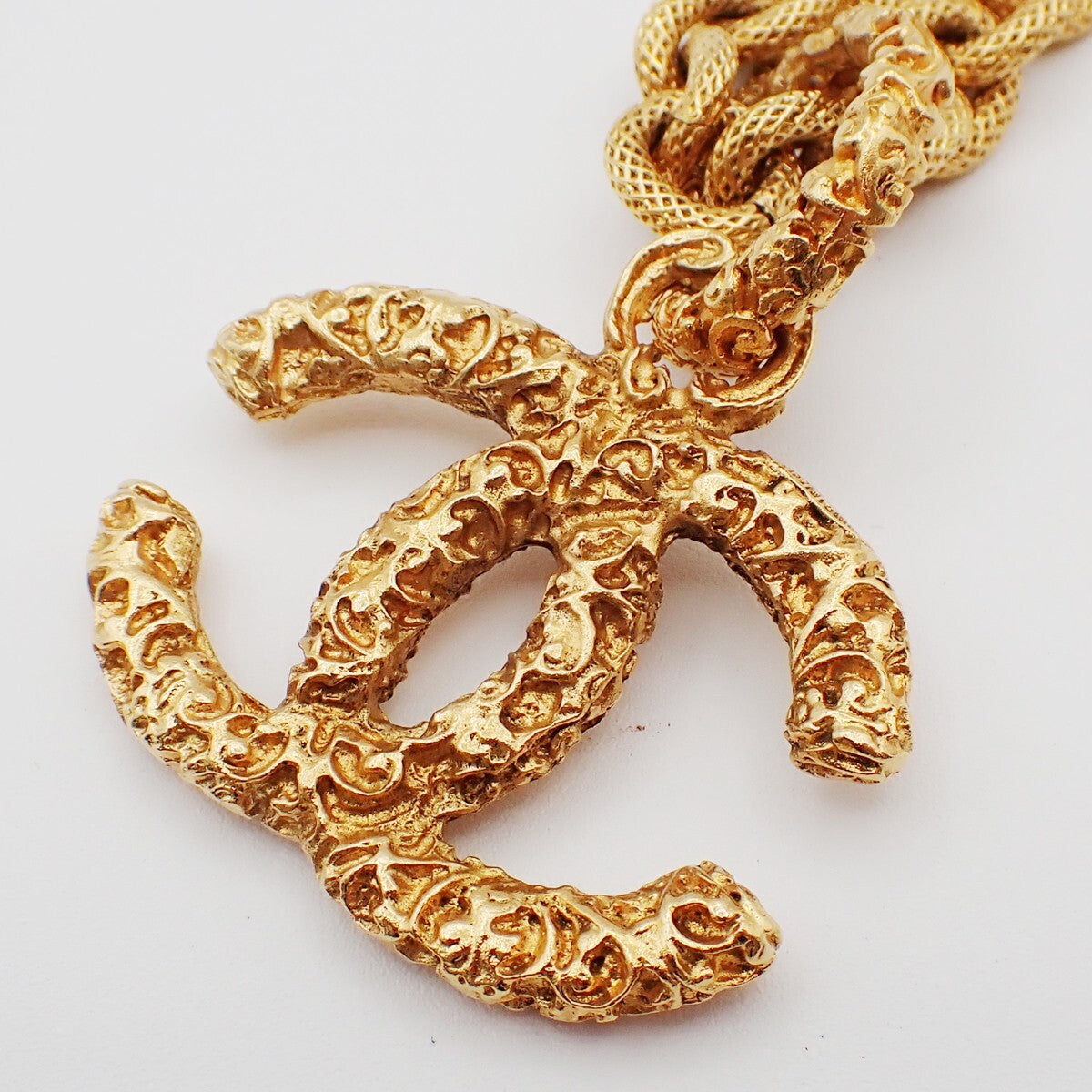 Chanel Vintage CC Pendent Necklace Plated Metal