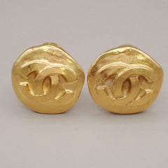 Chanel Vintage CC Round Clip-On Earrings Metal