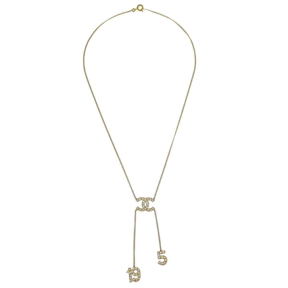 Chanel CC No.5  Pendant Necklace Metal with Crystals