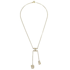 Chanel CC No.5  Pendant Necklace Metal with Crystals