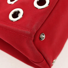 Prada Canapa Convertible Tote Grommet Embellished Canvas