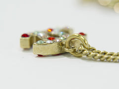 Chanel Rainbow CC Pendant Necklace Metal and Crystals