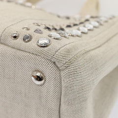 Prada Canapa Tote Rhinestone Embellished Canvas