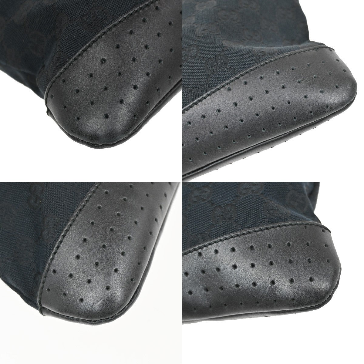 Gucci Zip Messenger Bag GG Canvas with Perforated Leather