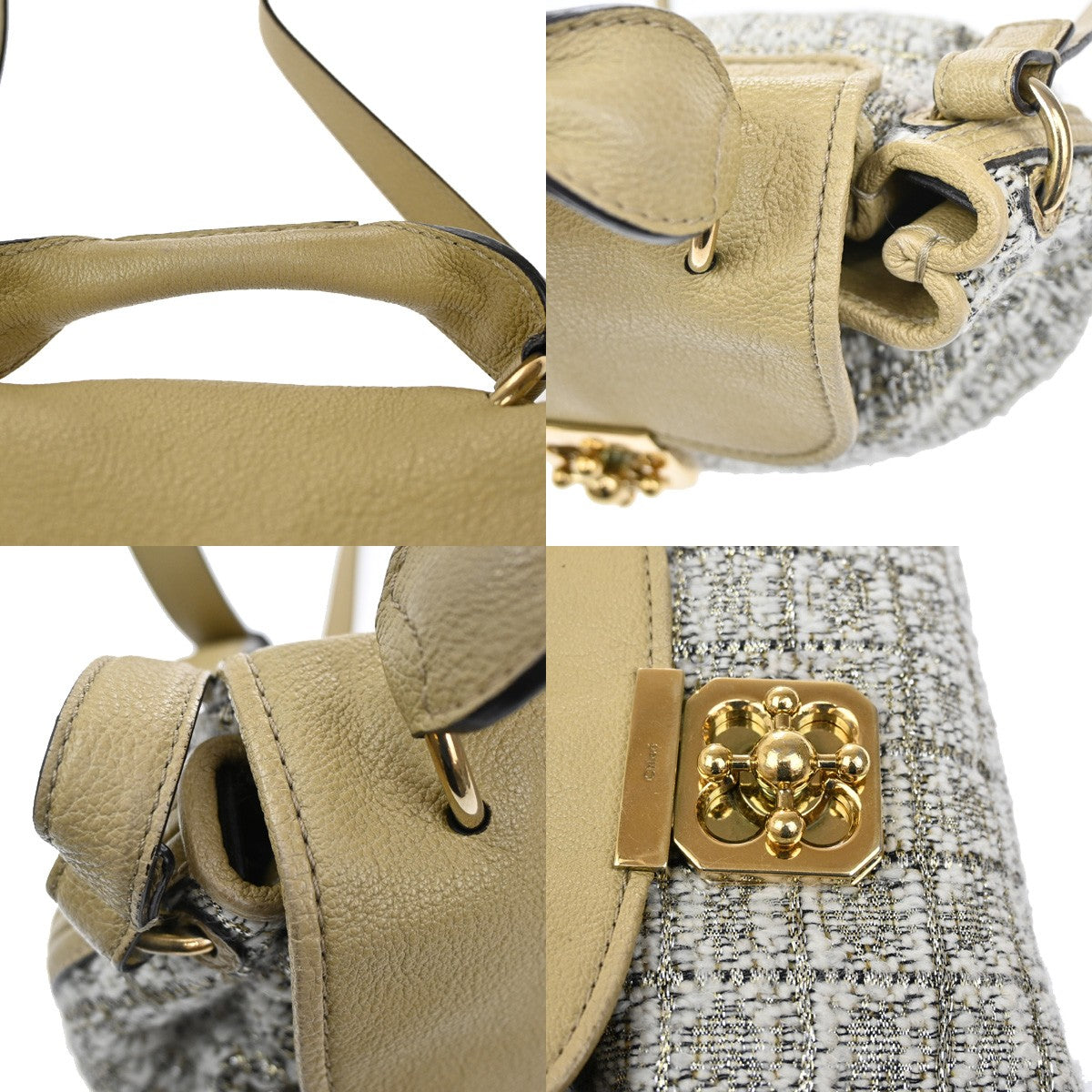 Chloe Elsie Shoulder Bag Tweed Leather