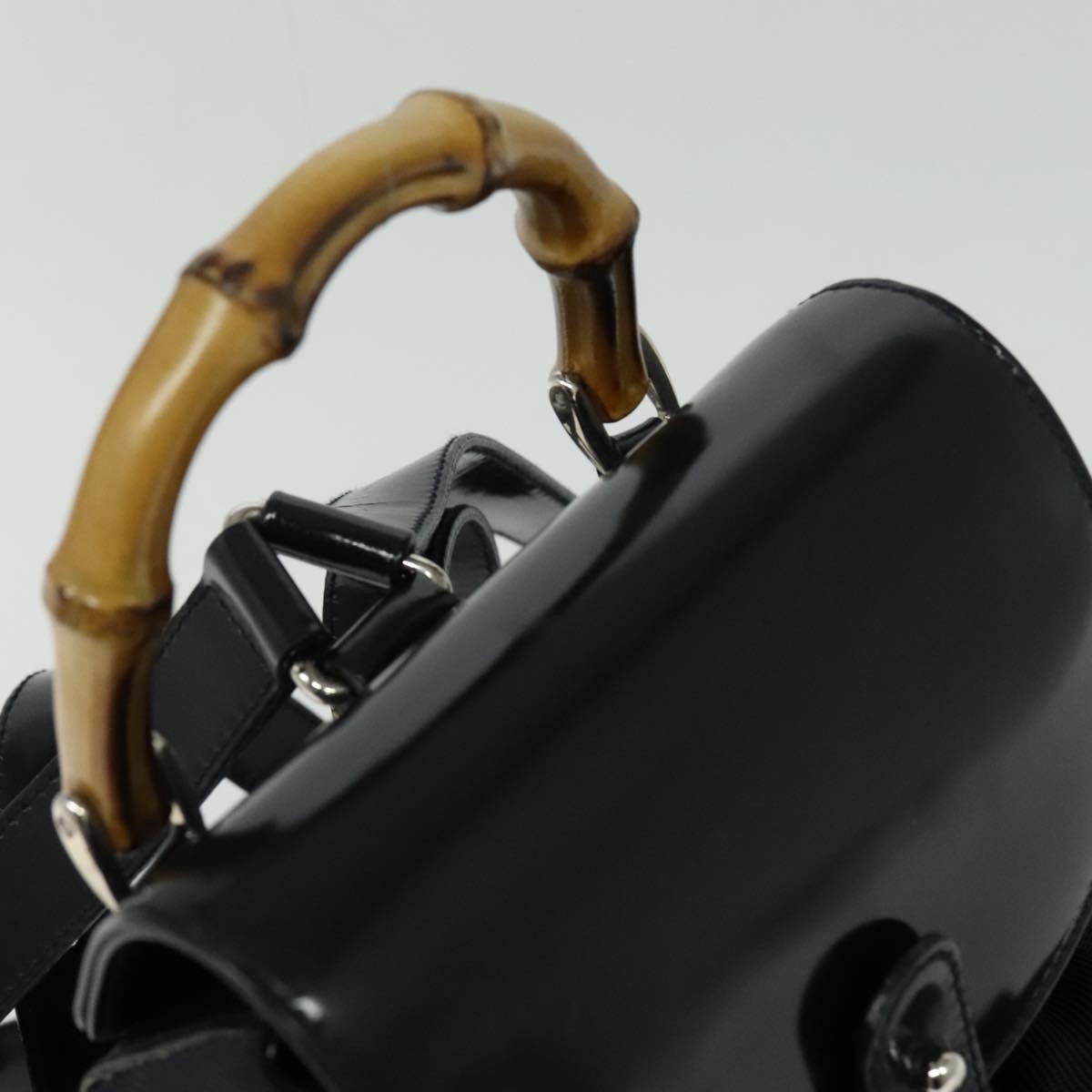 Gucci Vintage Bamboo Backpack Nylon and Patent Leather