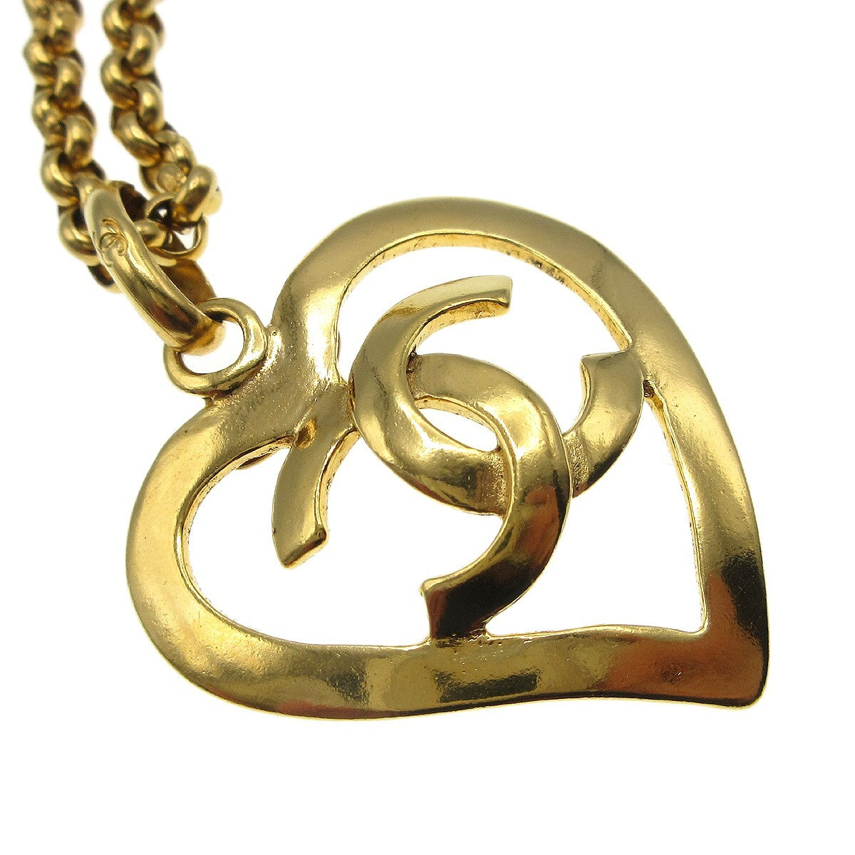 Chanel CC Heart Pendant Necklace Metal