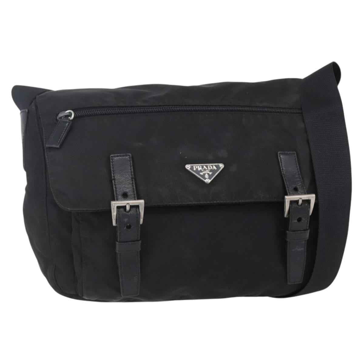 Prada Double Buckle Flap Messenger Bag Tessuto