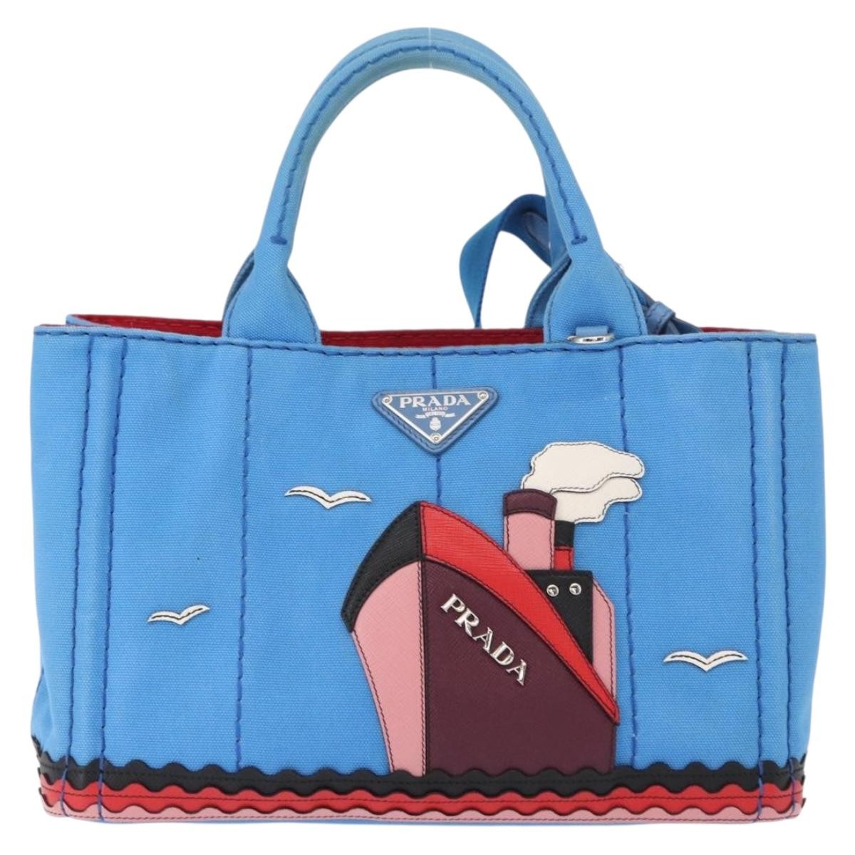 Prada Canapa Convertible Tote Canvas with Applique