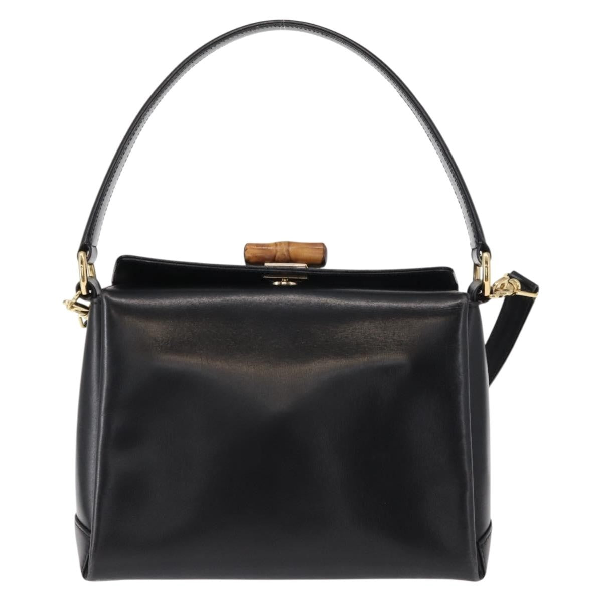 Gucci Vintage Convertible Bamboo Box Crossbody Bag Leather