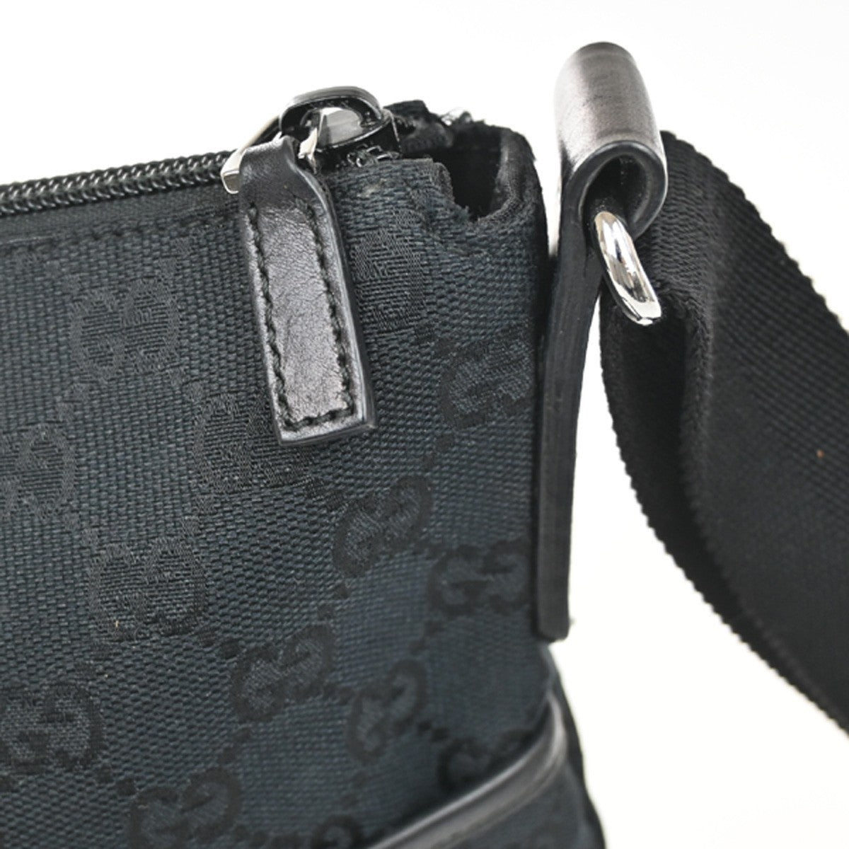 Gucci Zip Messenger Bag GG Canvas with Perforated Leather