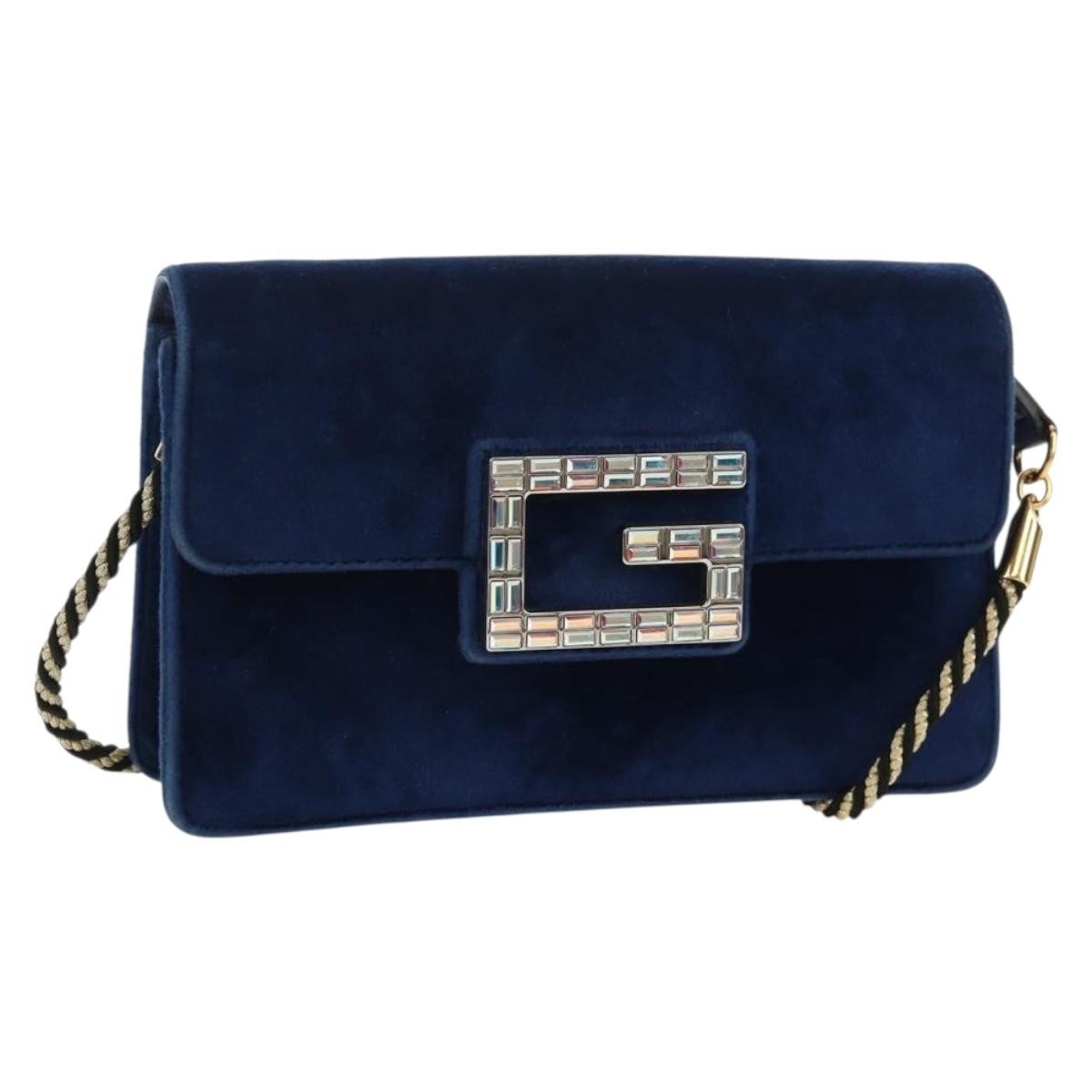 Gucci G Broadway Shoulder Bag Velvet with Crystals