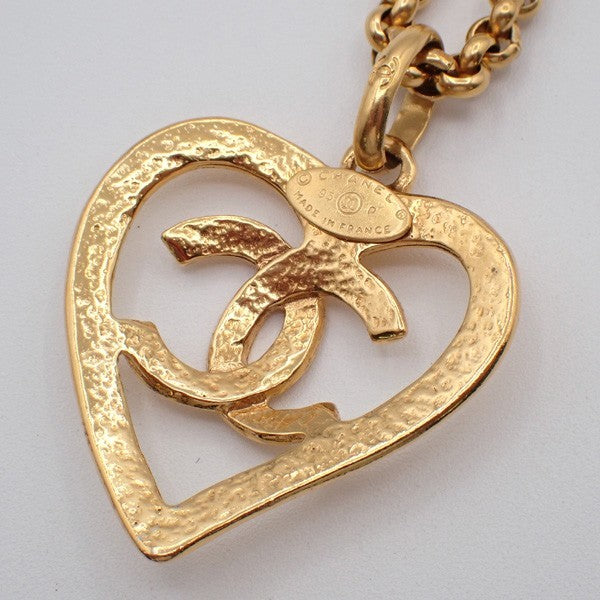 Chanel CC Heart Pendant Necklace Metal