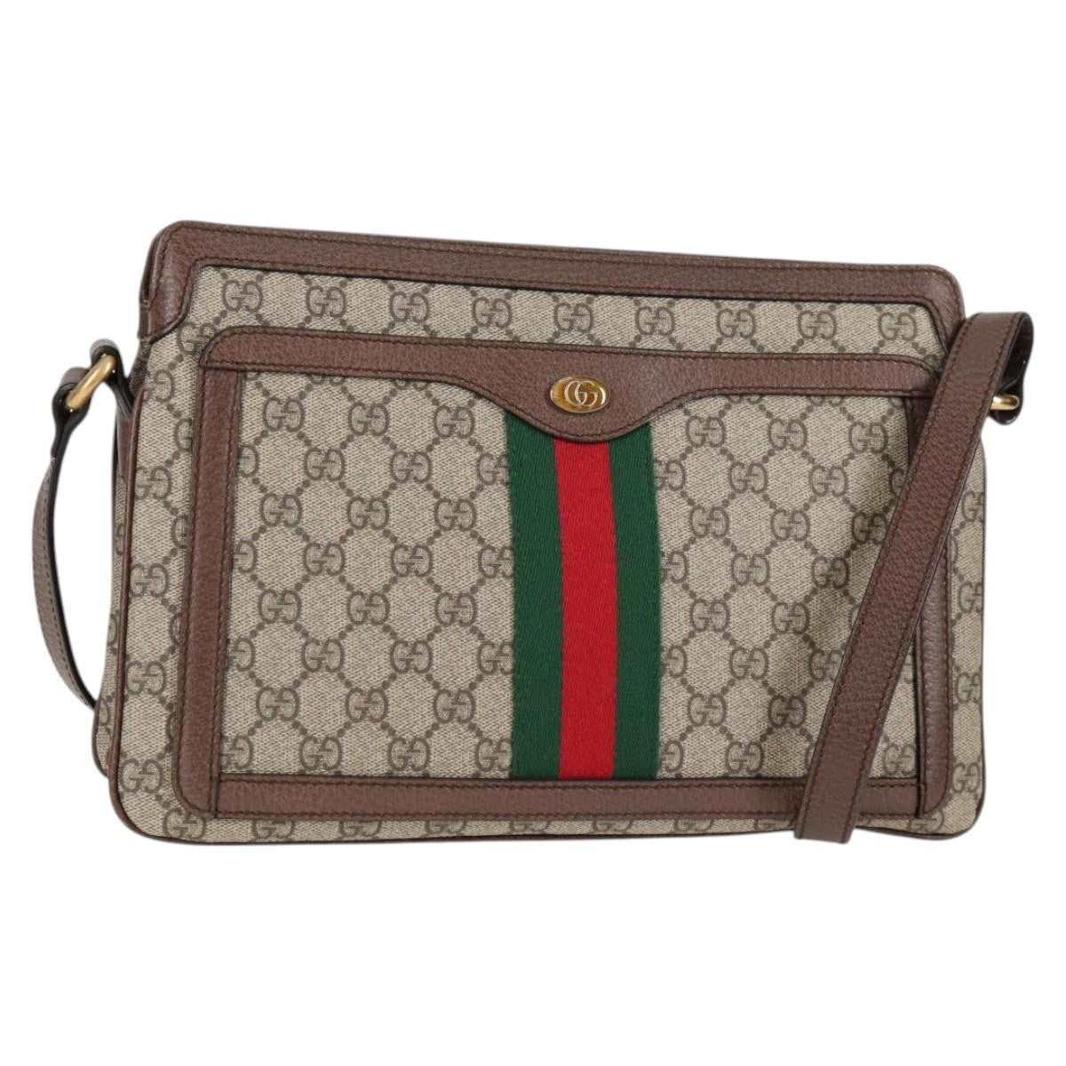 Gucci Ophidia Zip Shoulder Bag GG Coated Canvas