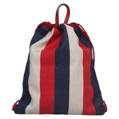 Gucci Logo Drawstring Backpack Striped Canvas