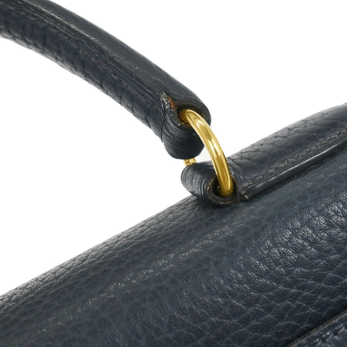 Hermes Kelly Handbag Blue Ardennes with Gold Hardware