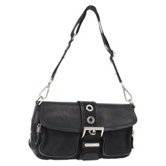 Prada Double Pocket Buckle Flap Bag Tessuto with Leather