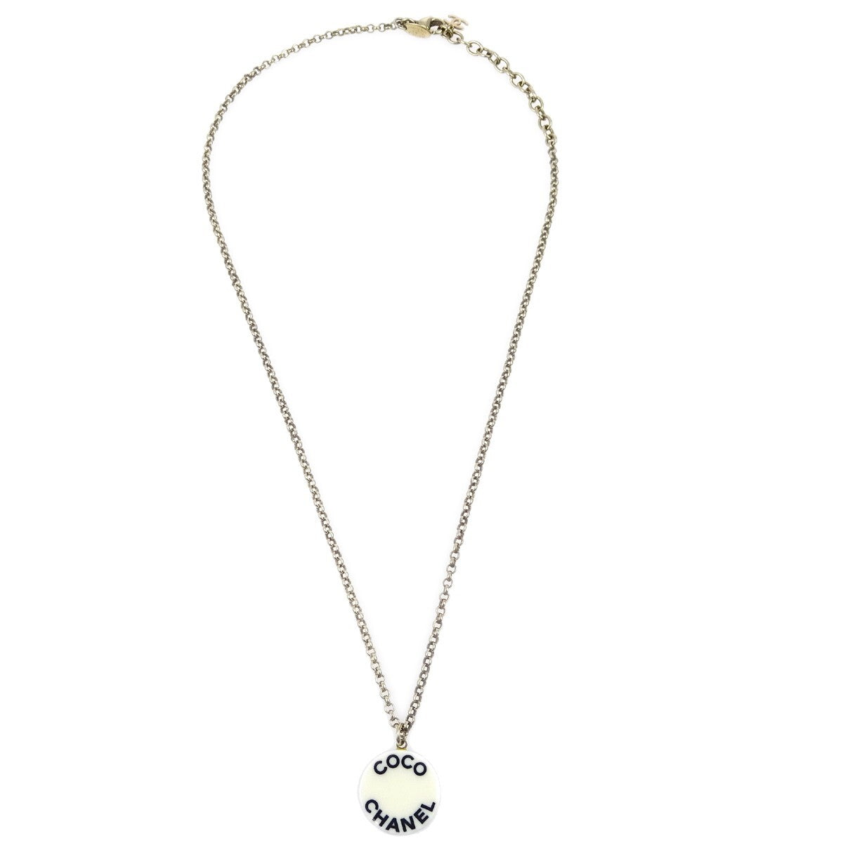 Chanel Vintage CC Pendent Necklace Plated Metal