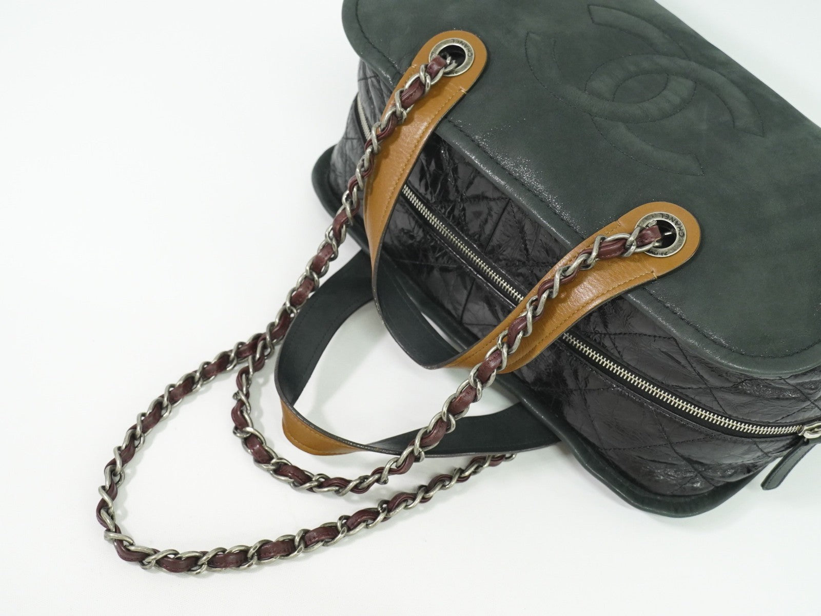 Chanel In the Mix Timeless Bowler Bag Iridescent Calfskin and Quilted Glazed Calfskin