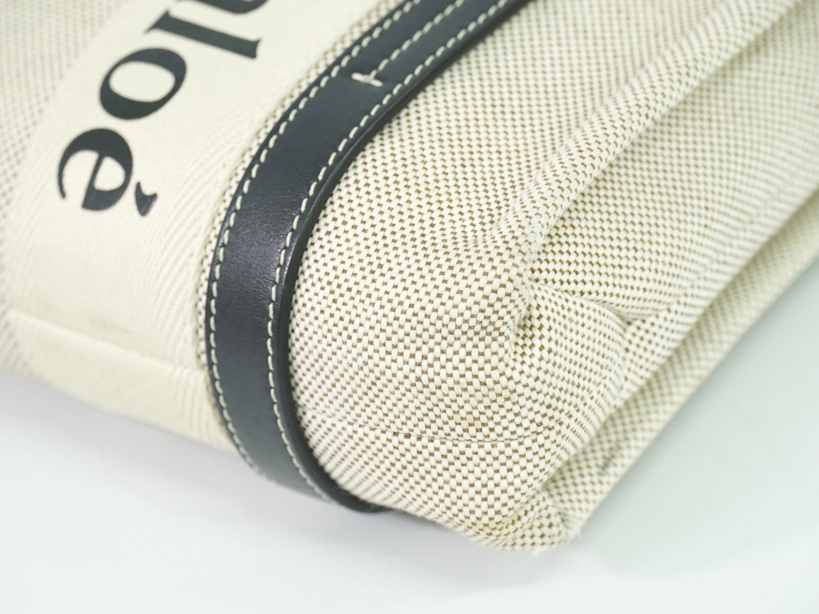 Chloe Woody Tote Canvas with Leather