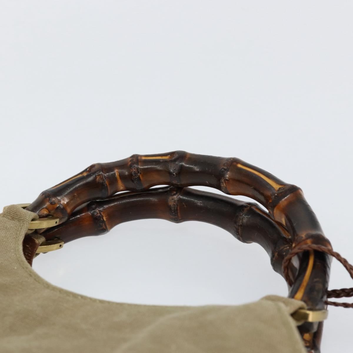 Gucci Vintage Bamboo Hobo Canvas