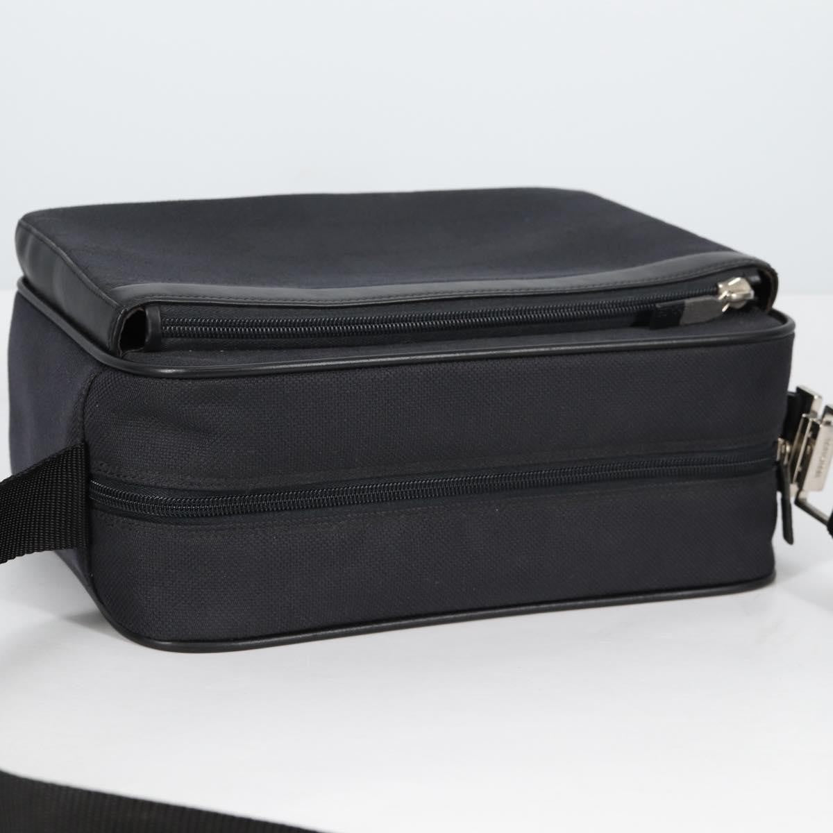 Versace Front Pocket Shoulder Bag Leather and Canvas