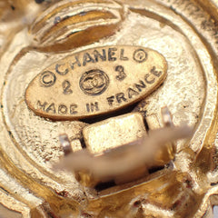 Chanel Vintage CC Round Button Clip-On Earrings Metal