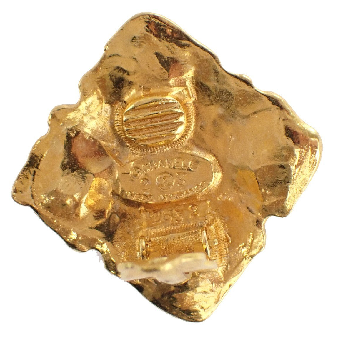 Chanel Vintage CC Diamond Clip-On Earrings Metal and Imitation Pearl