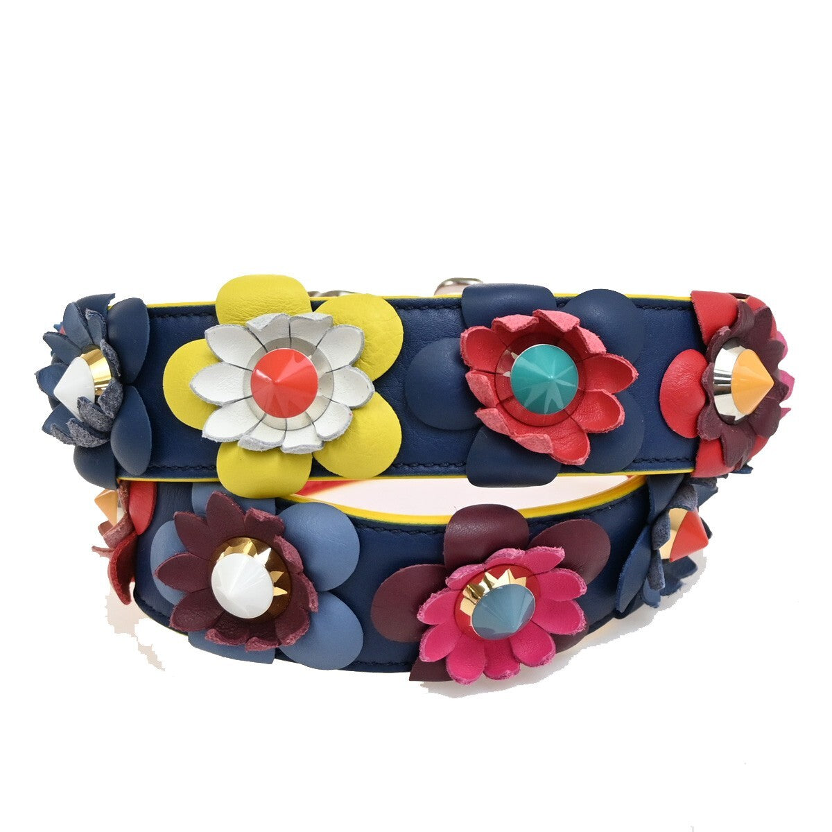 Fendi Flowerland Strap You Shoulder Strap Studded Leather